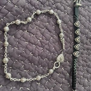 Brighton Silver Heart Necklace and Silver Leather Heart Bracelet
